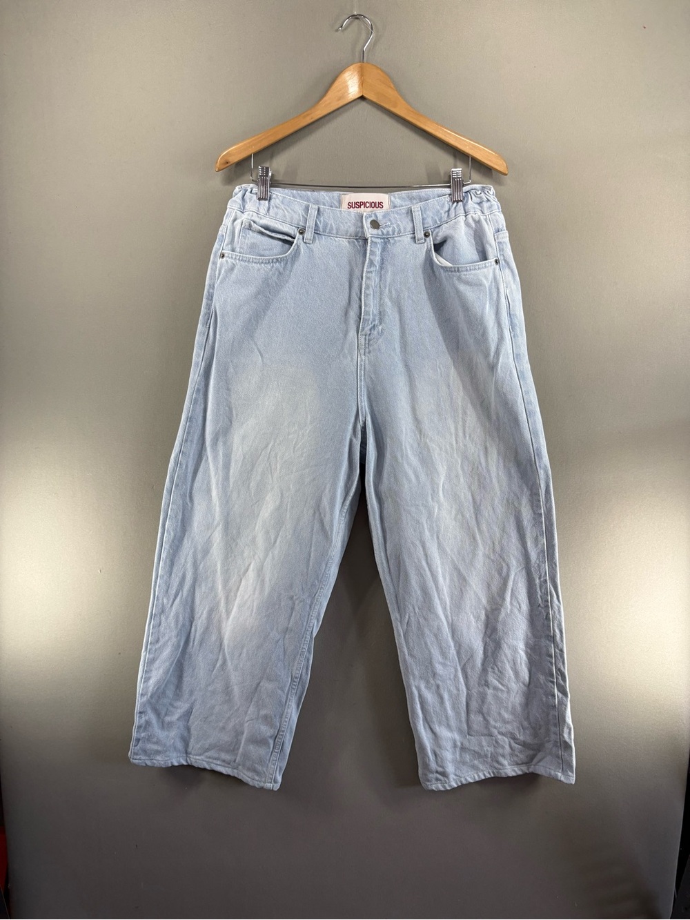 Suspicious Antwerp Men Cropped Barrel Jeans Ultra High Rise Large 30x26